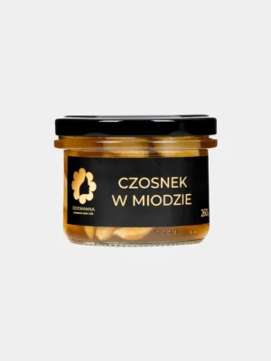 Czosnek w miodzie Dziewanna 260 g – naturalne połączenie miodu i czosnku Czosnek w miodzie Dziewanna 260 g – naturalny produkt pszczeli